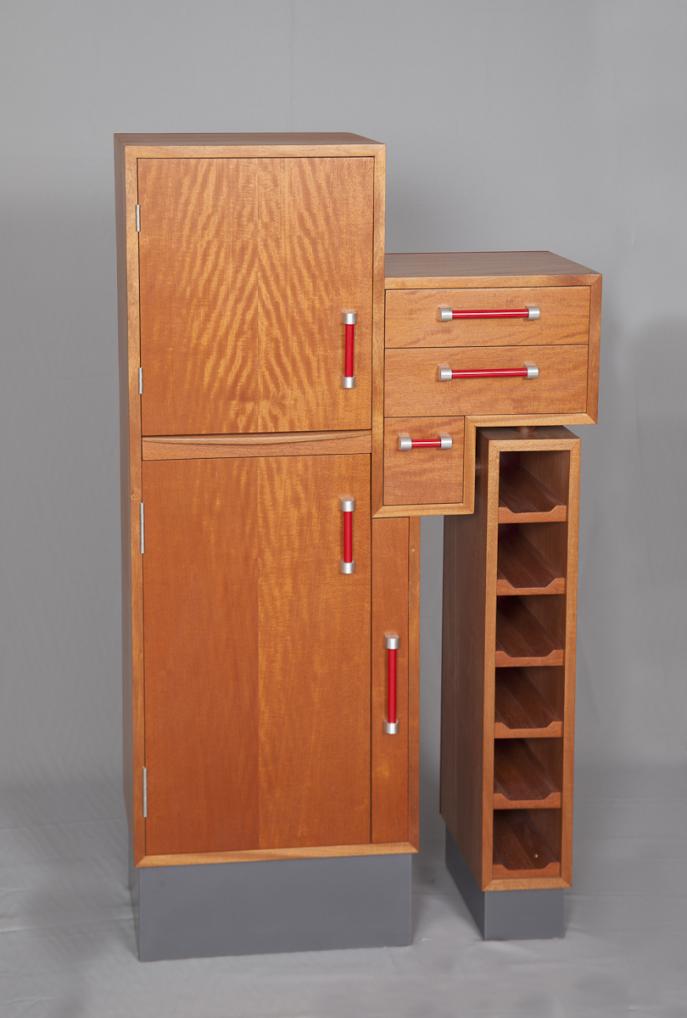 liquor cabinet, cusom furniture, one of a kind, statement piece, Mahogany, midcentury style, handmade