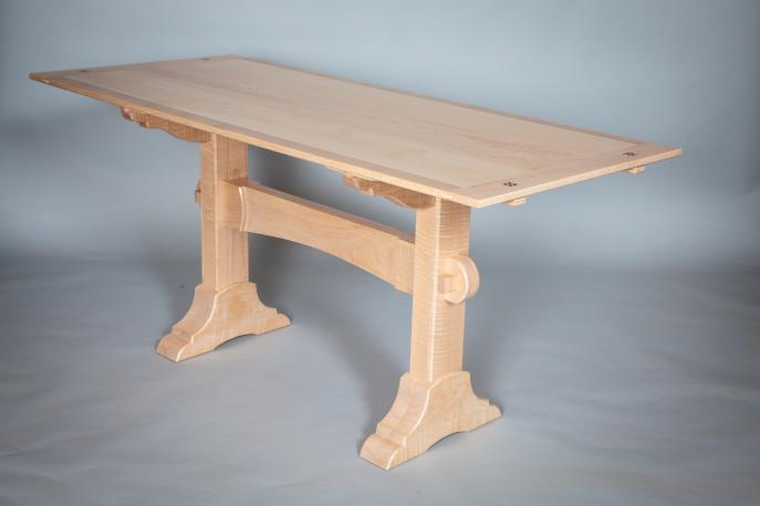 kitchen table, maple table, solid wood table, curly maple, Breakfast nook, custom kitchen, bench, bench with storage, L-shaped bench 