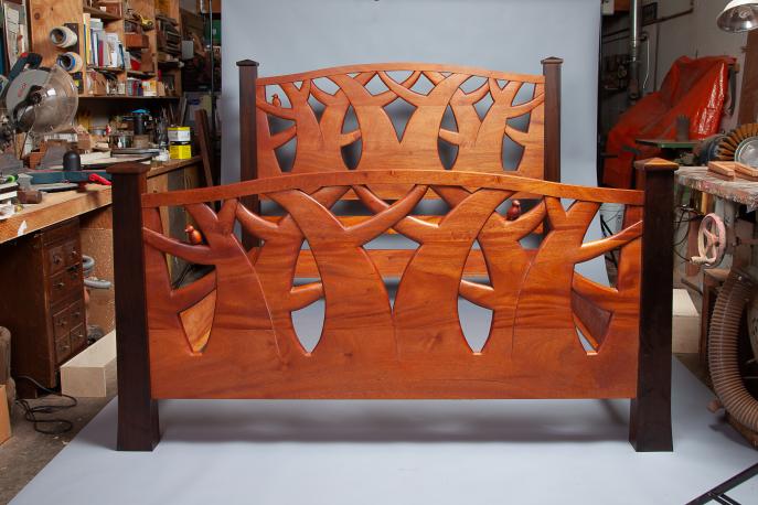 Handmade furniture, custom furniture, custom bed, Mahogany Bed, studio furniture